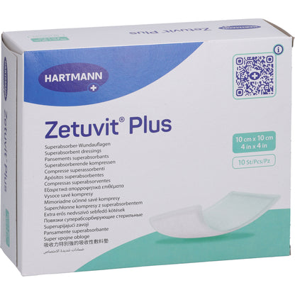 ZETUVIT Plus extrastarke Saugkompr.steril 10x10 cm 10 St