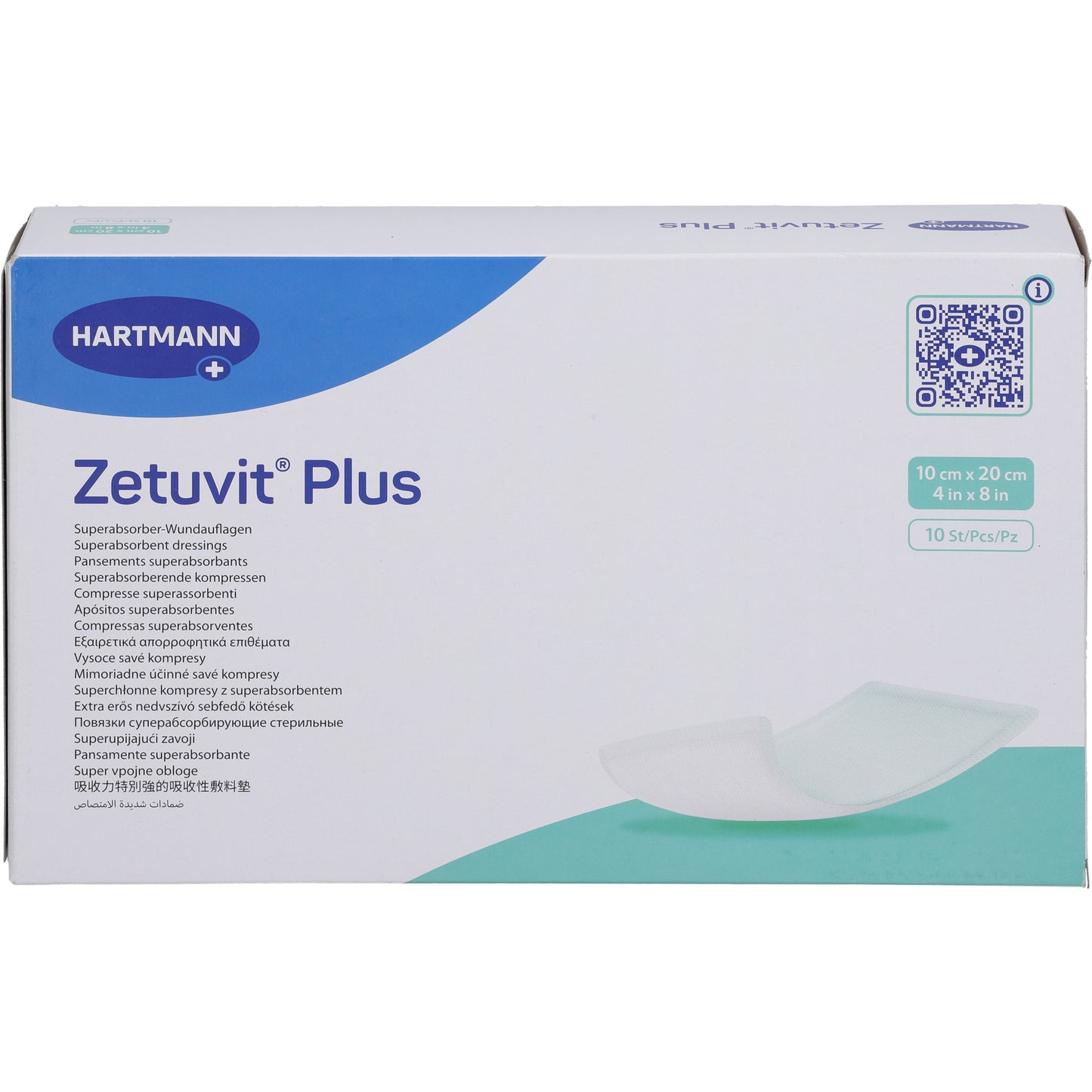 ZETUVIT Plus extrastarke Saugkompr.steril 10x20 cm 10 St