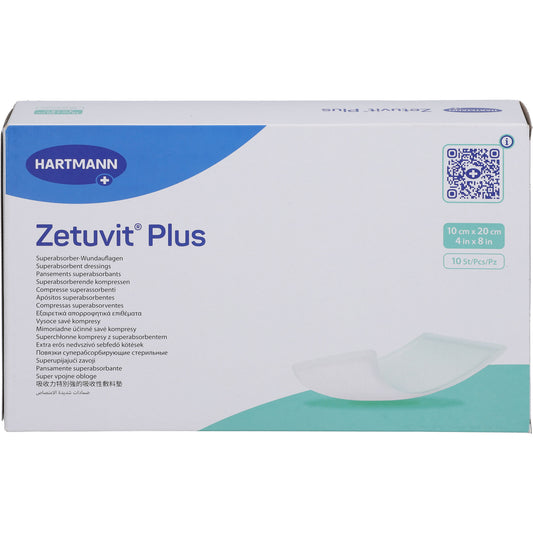 ZETUVIT Plus extrastarke Saugkompr.steril 10x20 cm 10 St