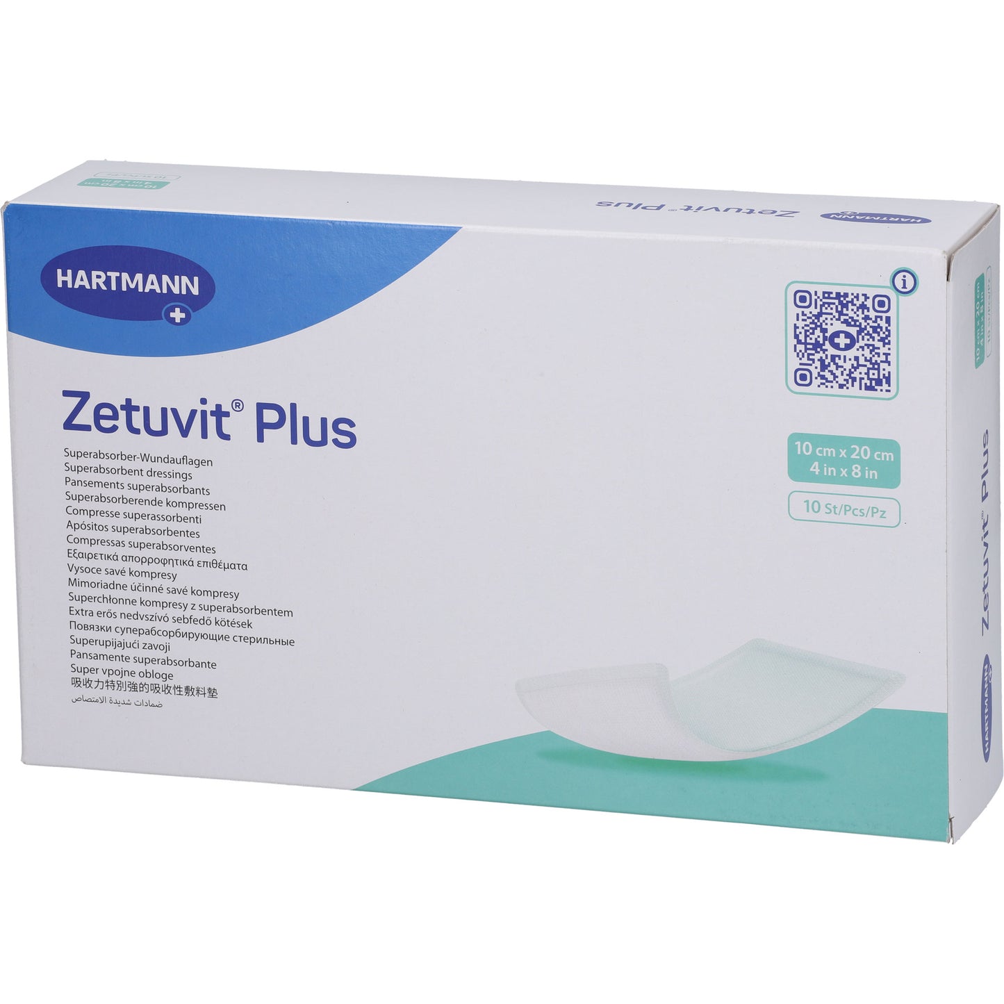 ZETUVIT Plus extrastarke Saugkompr.steril 10x20 cm 10 St