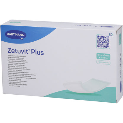 ZETUVIT Plus extrastarke Saugkompr.steril 10x20 cm 10 St