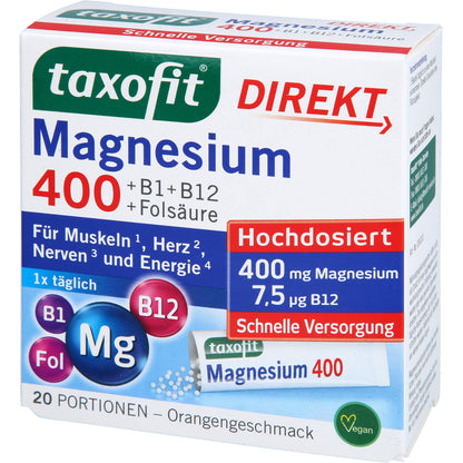 TAXOFIT Magnesium 400+B1+B6+B12+Folsäure 800 Gran. 20 St