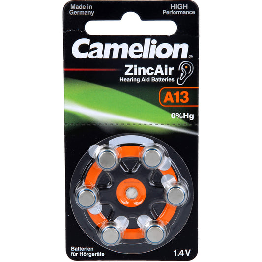 HÖRGERÄTEBATTERIE ZincAir A13 Camelion 6 St