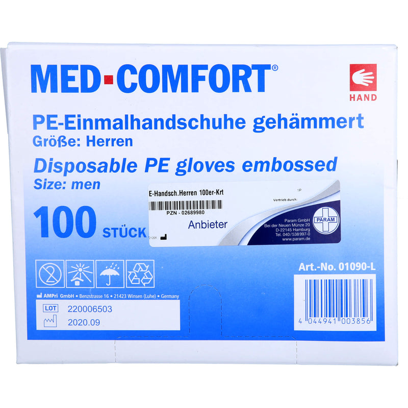 HANDSCHUHE PLASTIK HERREN 100 St