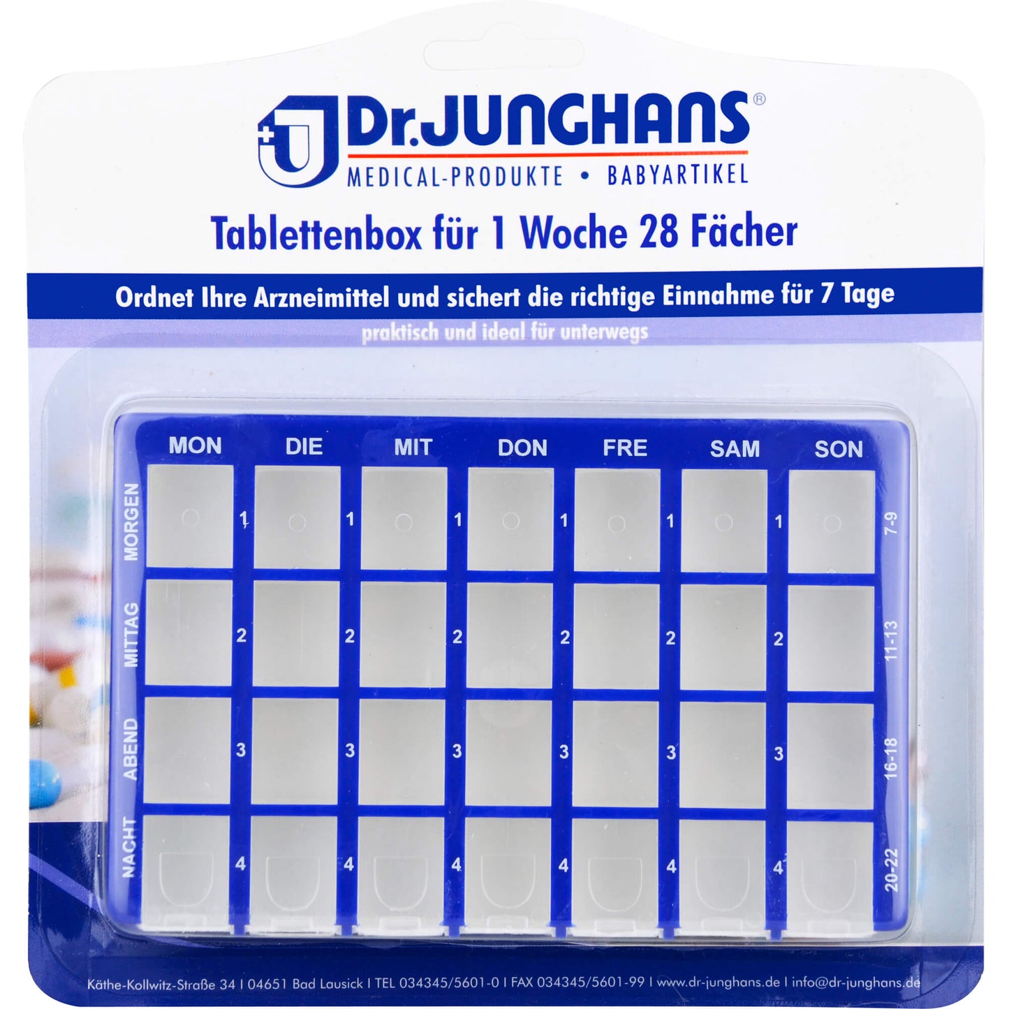 TABLETTENBOX 1 Woche 28-Fächer Schiebedeckel 1 St