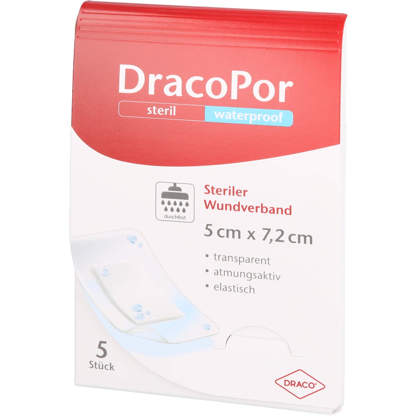 DRACOPOR waterproof Wundverband 5x7,2 cm steril 5 St