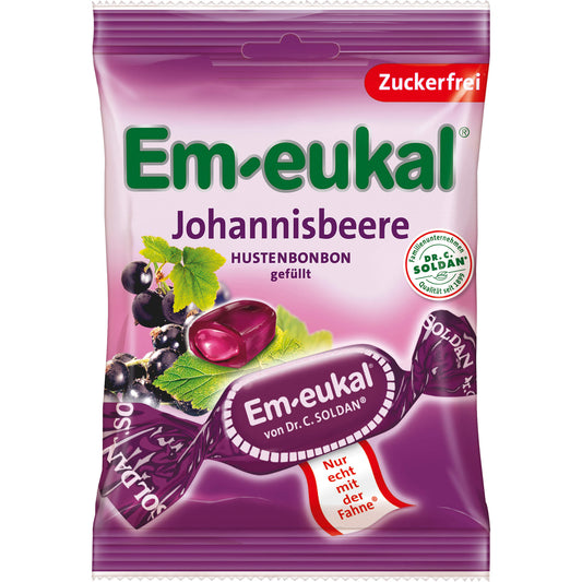 EM-EUKAL Bonbons Johannisbeere gefüllt zuckerfei 75 g
