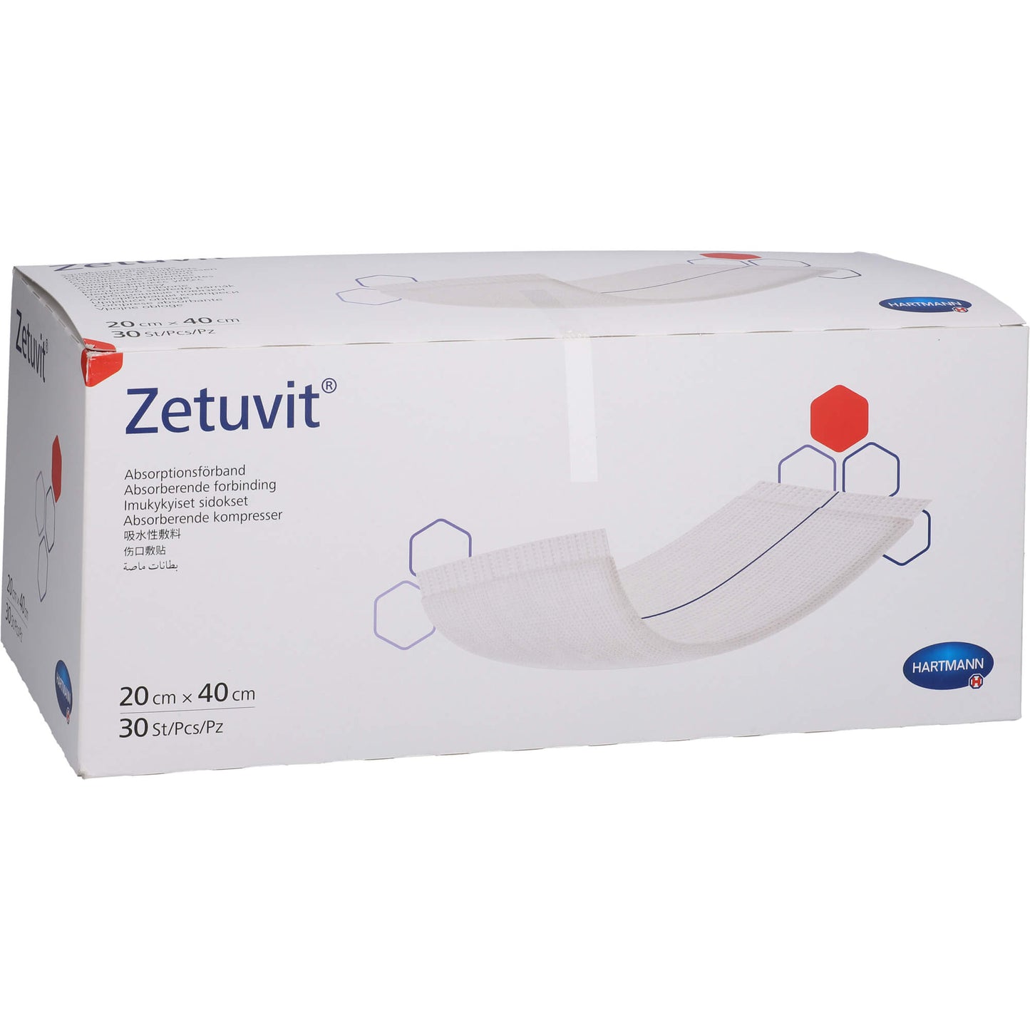 ZETUVIT Saugkompressen unsteril 20x40 cm 30 St