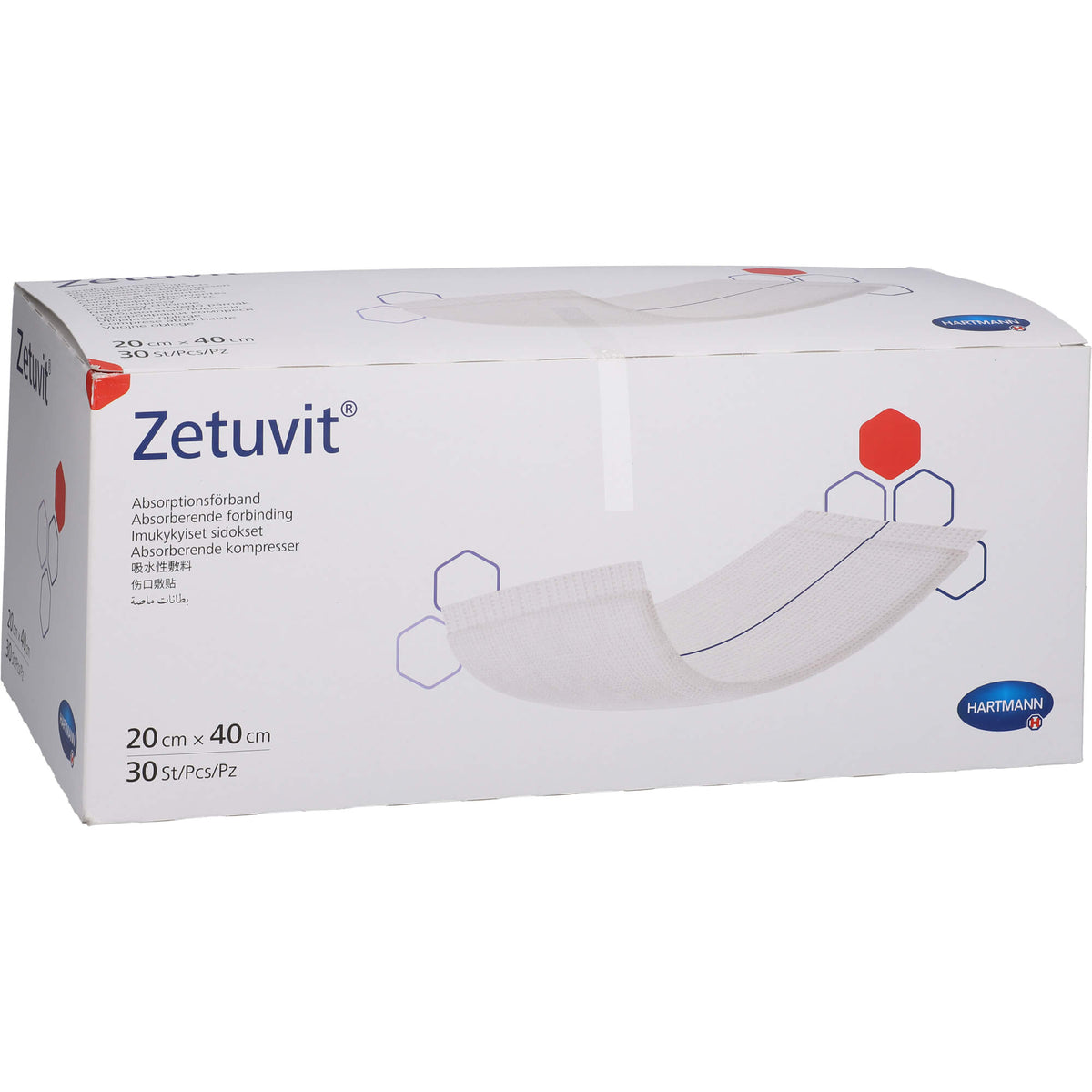 ZETUVIT Saugkompressen unsteril 20x40 cm 30 St