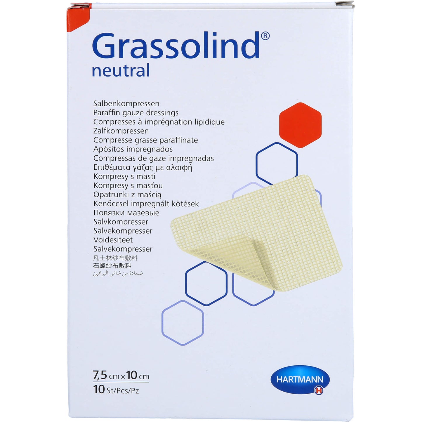 GRASSOLIND Salbenkompressen 7,5x10 cm steril 10 St