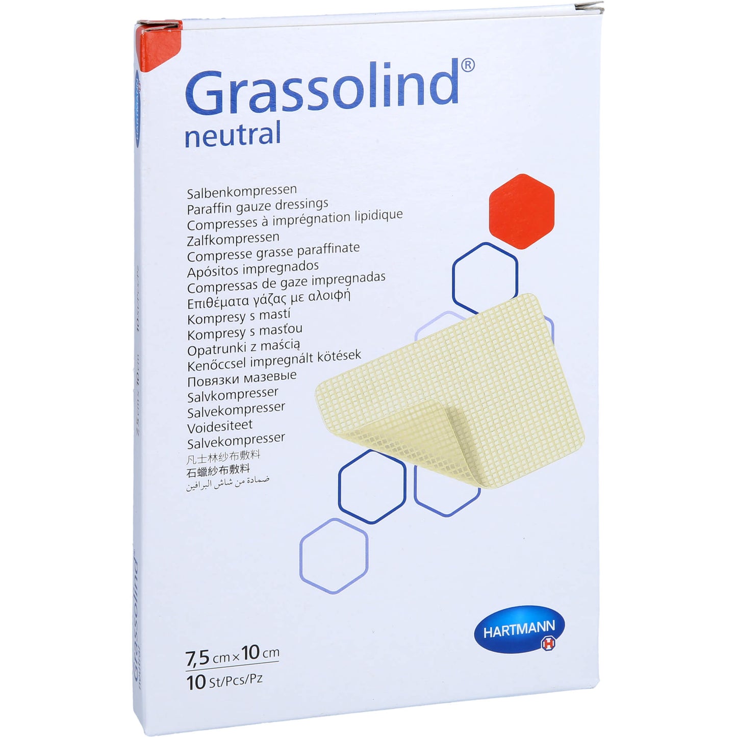 GRASSOLIND Salbenkompressen 7,5x10 cm steril 10 St