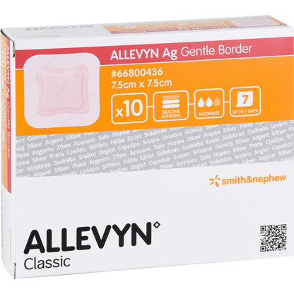 ALLEVYN Ag Gentle Border 7,5x7,5 cm Wundverband 10 St