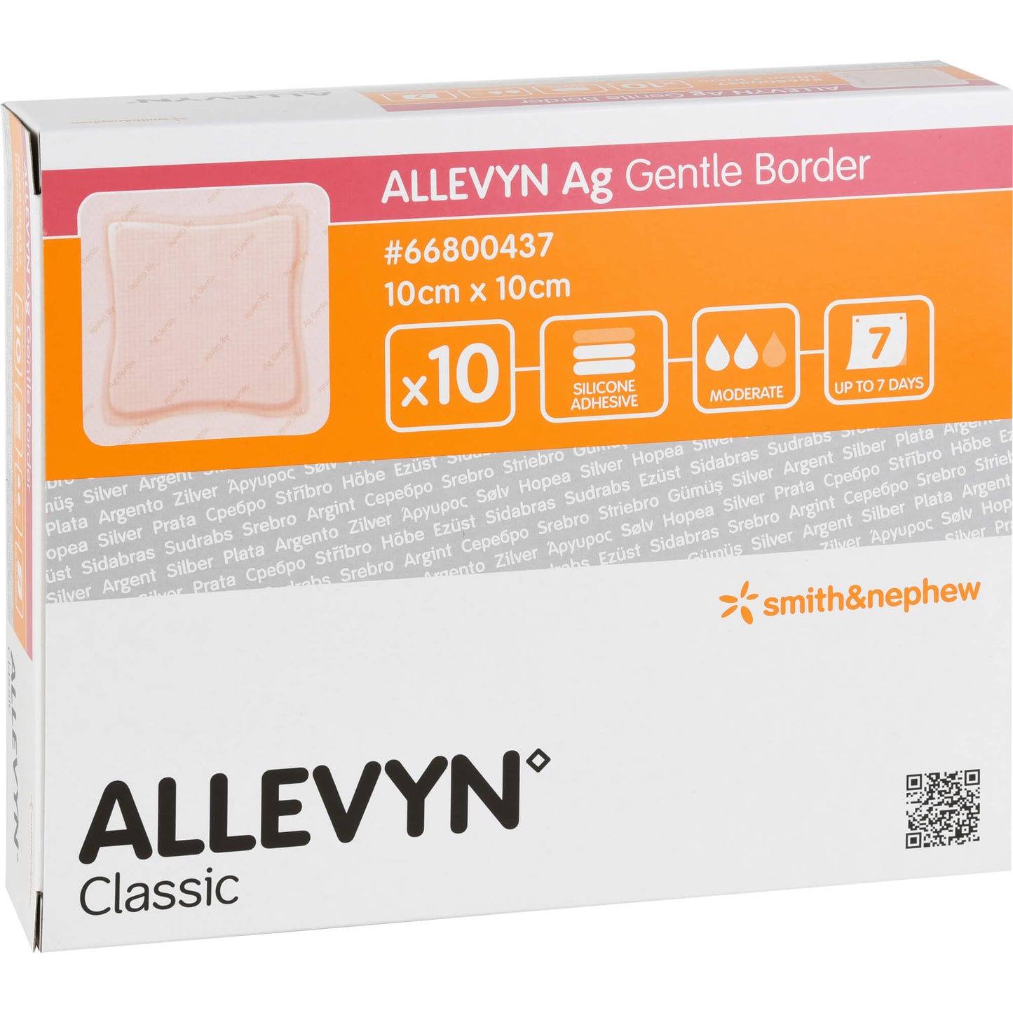 ALLEVYN Ag Gentle Border 10x10 cm Wundverband 10 St