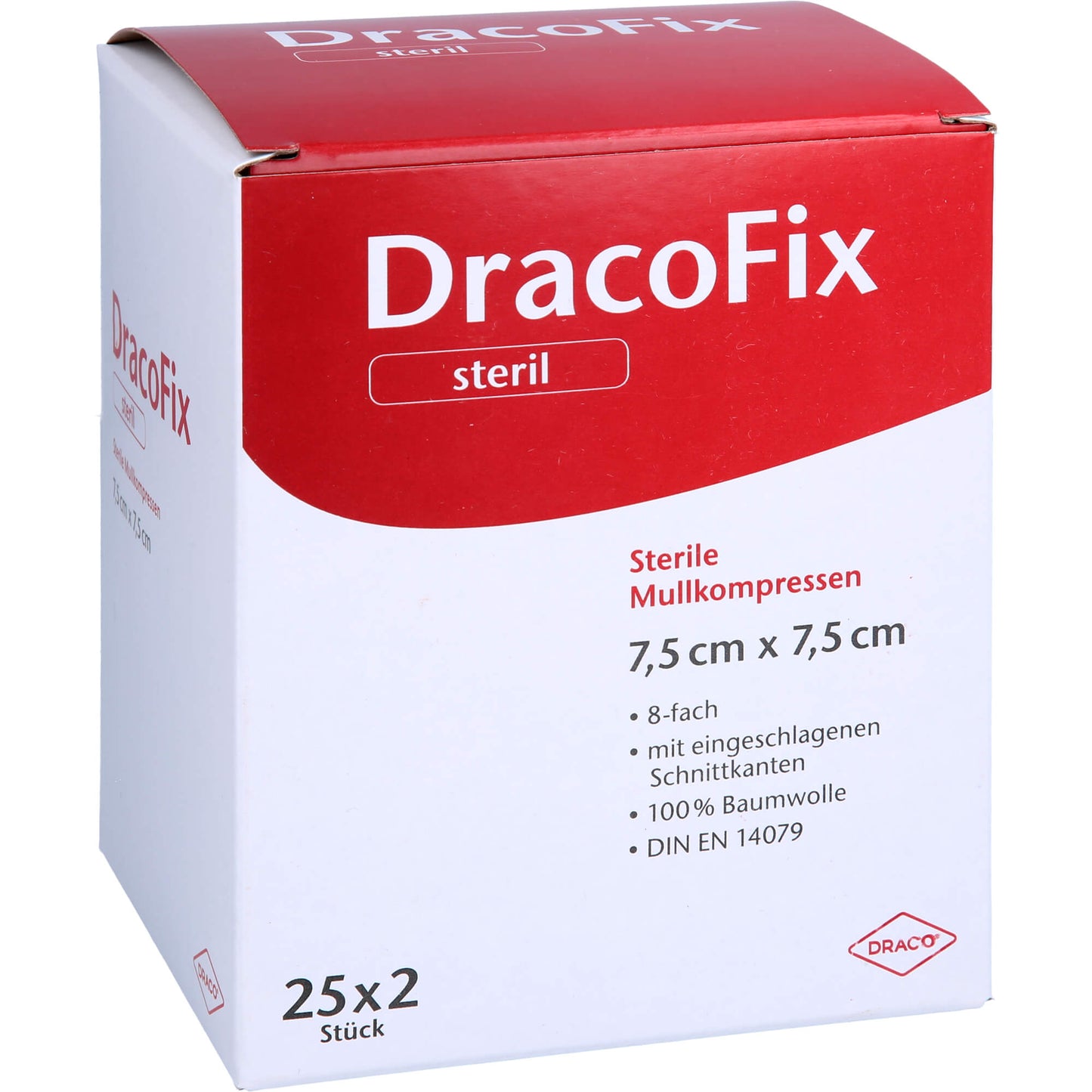 DRACOFIX PEEL Kompressen 7,5x7,5 cm steril 8fach 25X2 St
