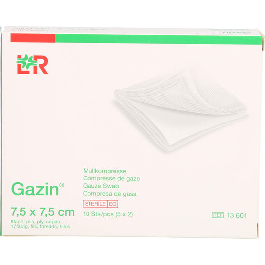 GAZIN Mullkomp.7,5x7,5 cm steril 8fach 5X2 St