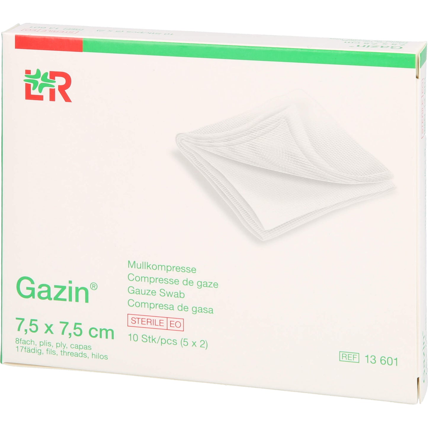 GAZIN Mullkomp.7,5x7,5 cm steril 8fach 5X2 St