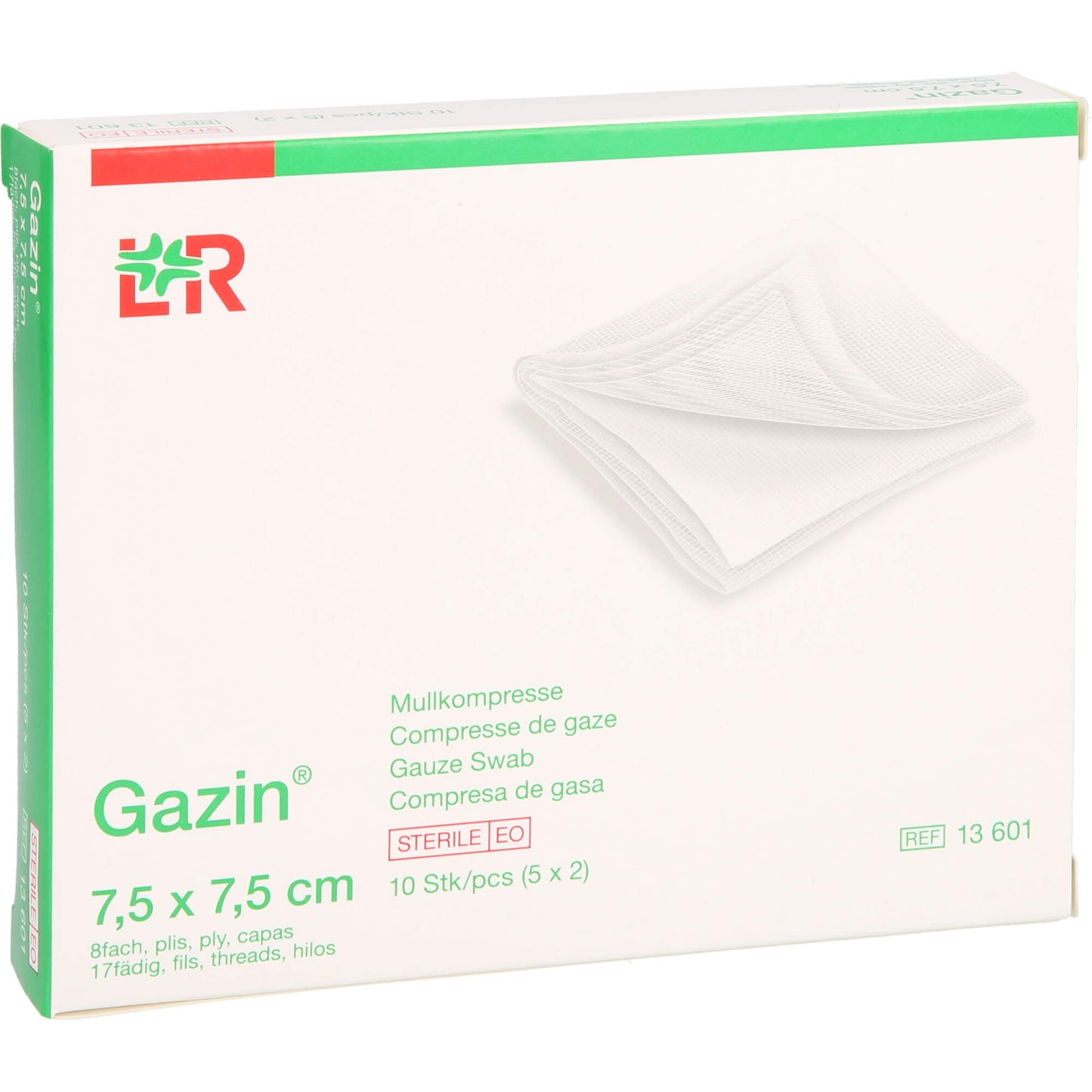 GAZIN Mullkomp.7,5x7,5 cm steril 8fach 5X2 St
