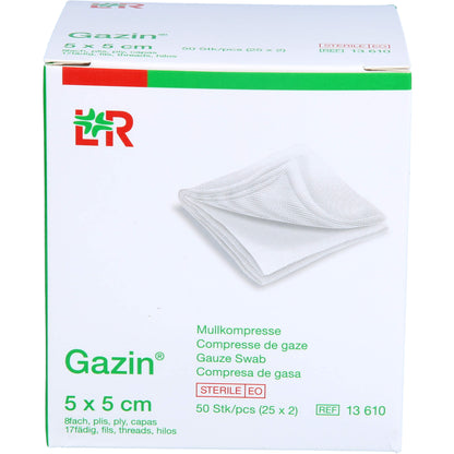 GAZIN Mullkomp.5x5 cm steril 8fach 25X2 St