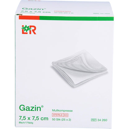 GAZIN Mullkomp.7,5x7,5 cm steril 8fach 25X2 St