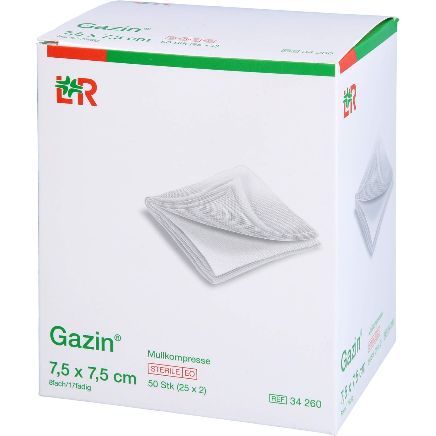 GAZIN Mullkomp.7,5x7,5 cm steril 8fach 25X2 St