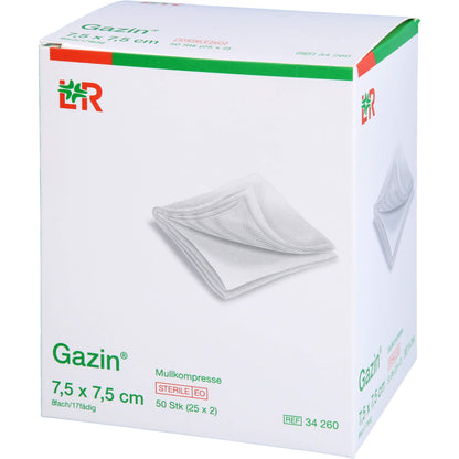 GAZIN Mullkomp.7,5x7,5 cm steril 8fach 25X2 St