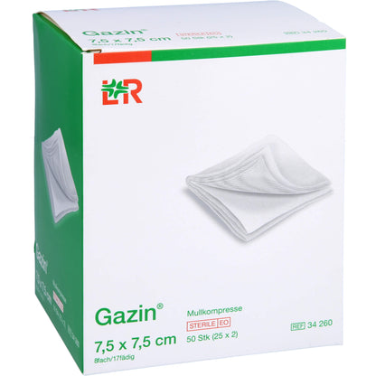 GAZIN Mullkomp.7,5x7,5 cm steril 8fach 25X2 St