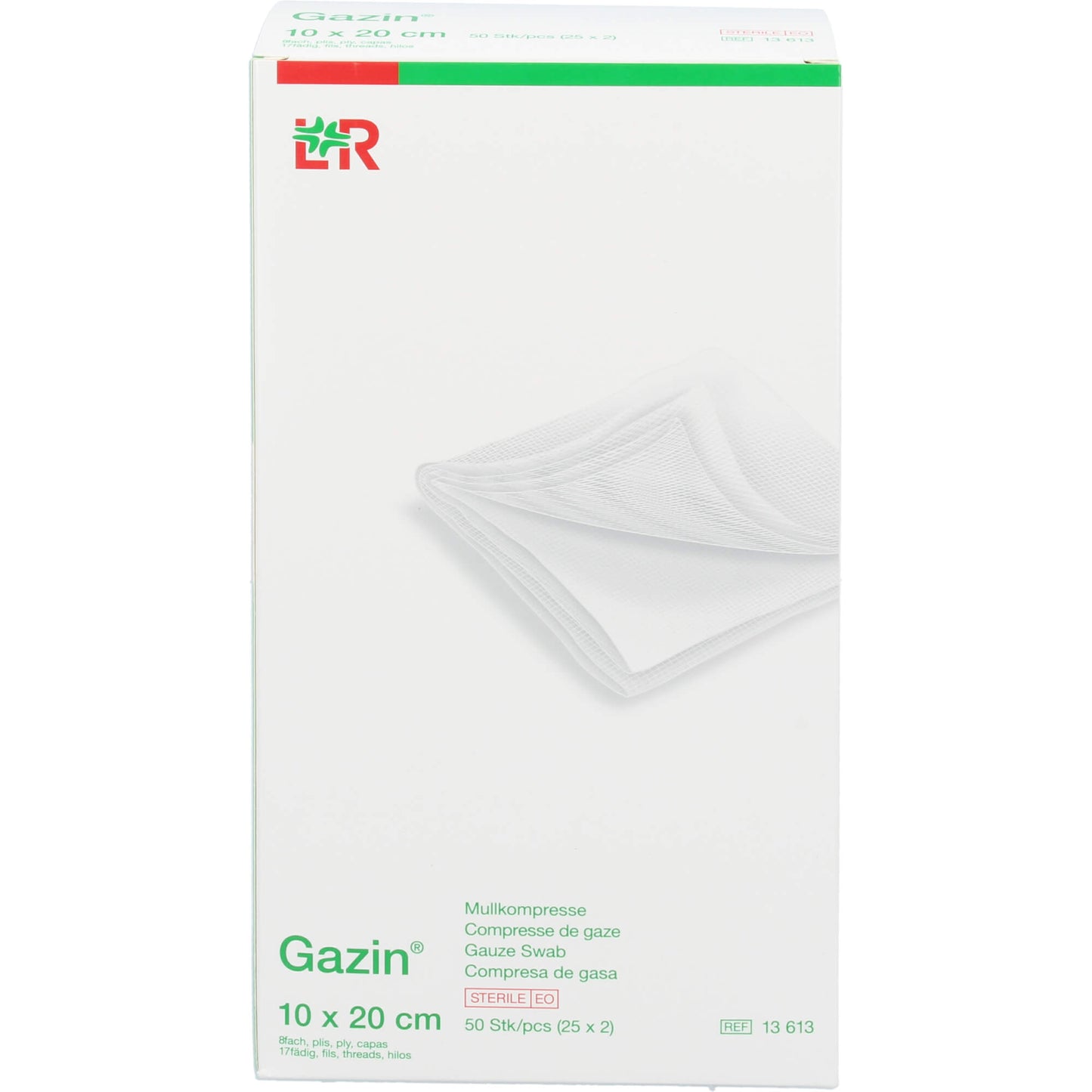 GAZIN Mullkomp.10x20 cm steril 8fach 25X2 St