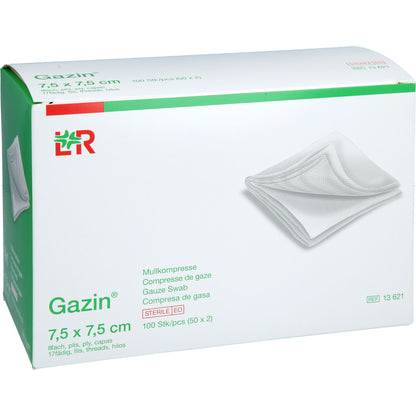 GAZIN Mullkomp.7,5x7,5 cm steril 8fach 50X2 St