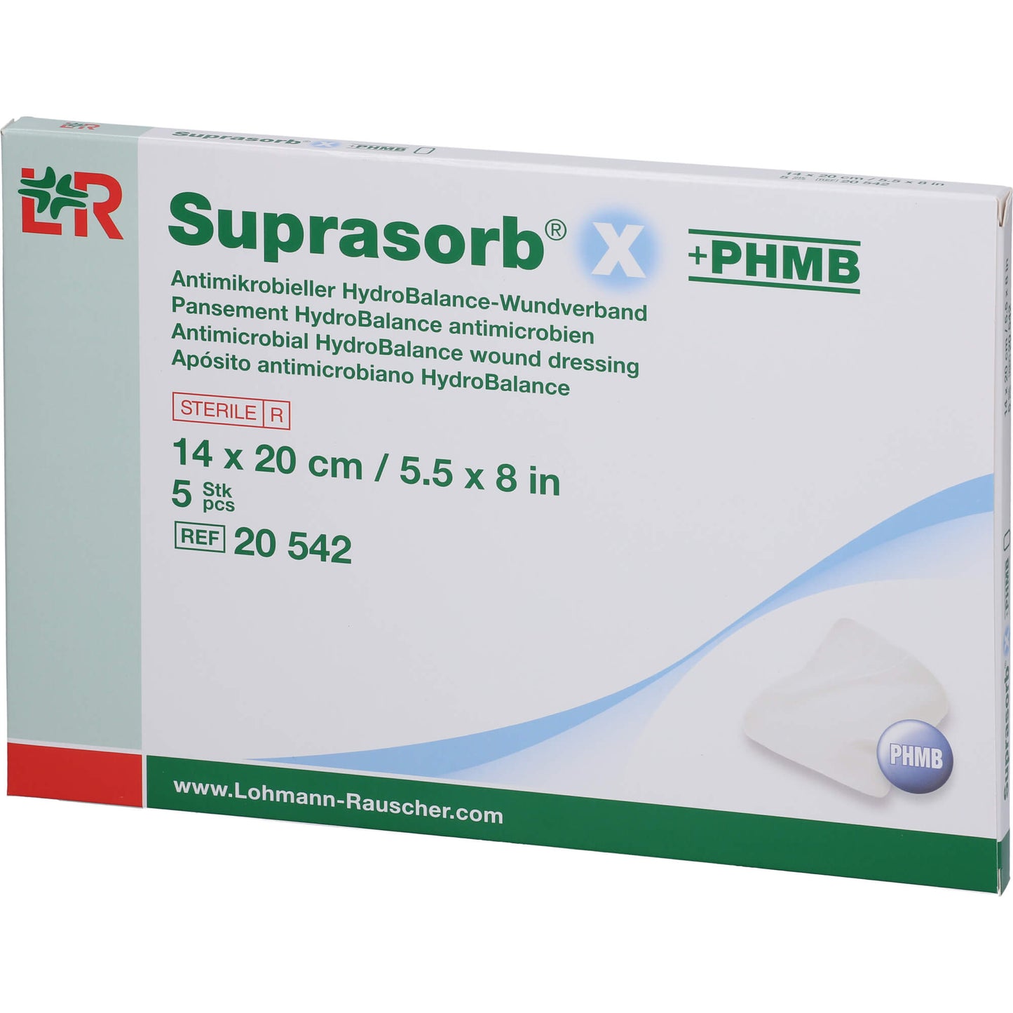 SUPRASORB X+PHMB HydroBalance Wundverb.14x20 cm 5 St