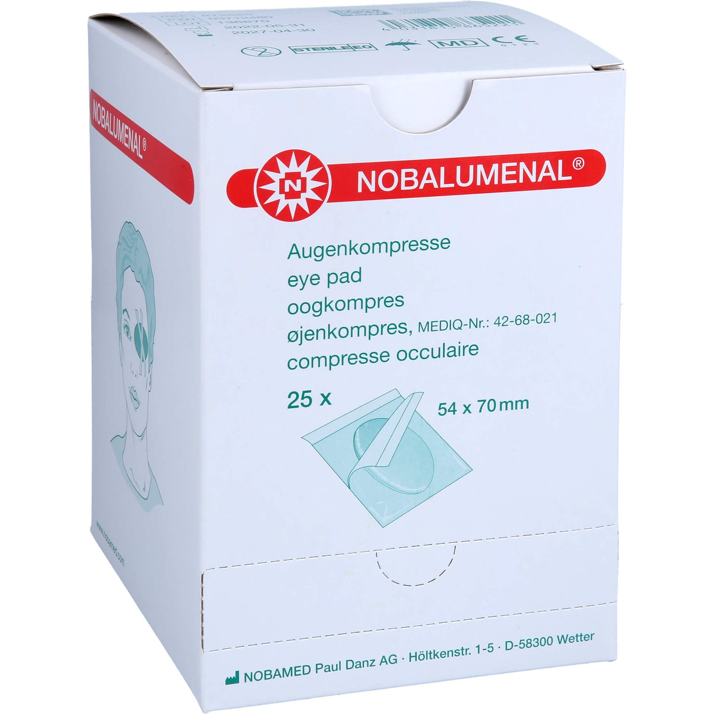 NOBALUMENAL Augenkompr.54x70 mm steril 25 St