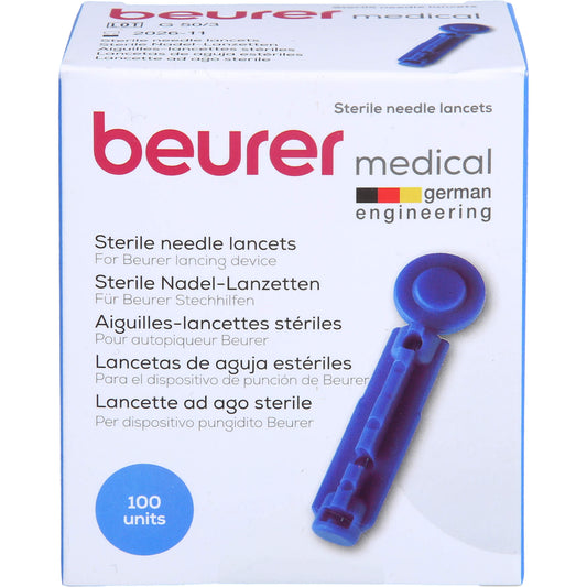 BEURER Nadellanzetten steril 28 G blau 100 St
