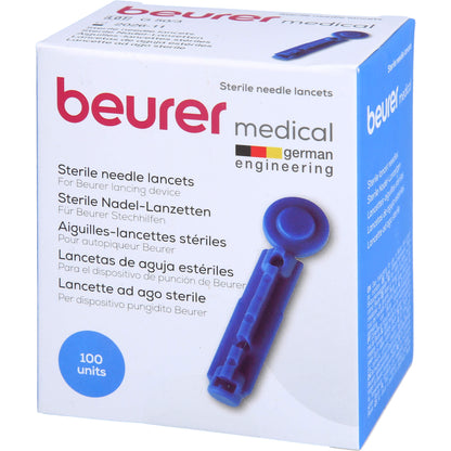 BEURER Nadellanzetten steril 28 G blau 100 St