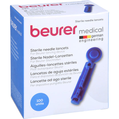 BEURER Nadellanzetten steril 28 G blau 100 St