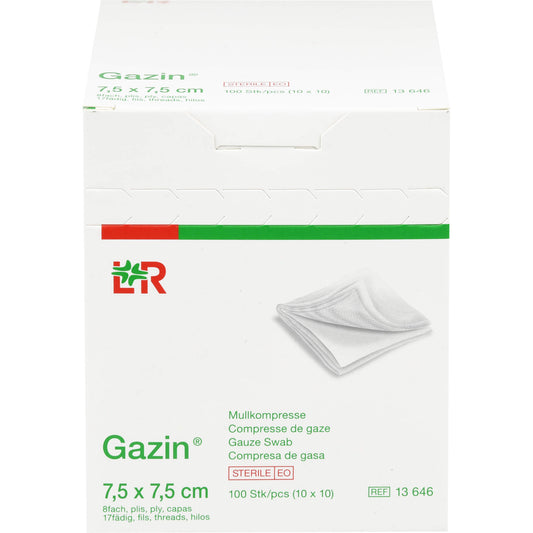 GAZIN Mullkomp.7,5x7,5 cm steril 8fach 10X10 St