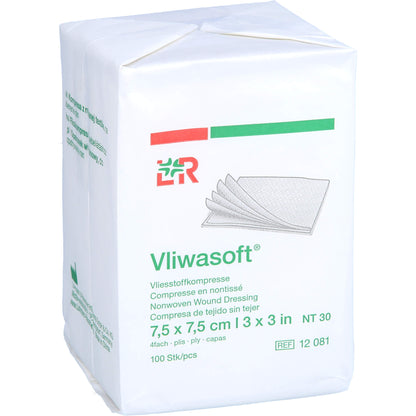 VLIWASOFT Vlieskompressen unsteril 7,5x7,5 cm 4l. 100 St