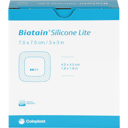 BIATAIN Silicone Lite Schaumverband 7,5x7,5 cm 10 St