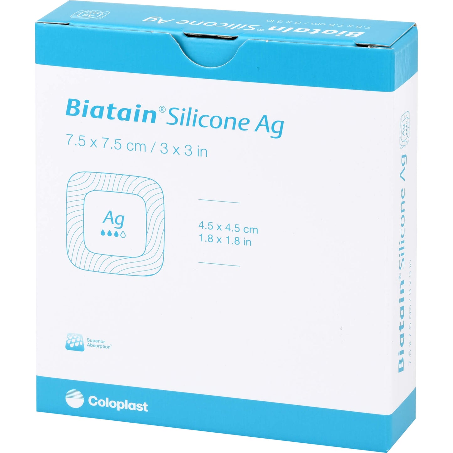 BIATAIN Silicone Ag Schaumverband 7,5x7,5 cm 5 St