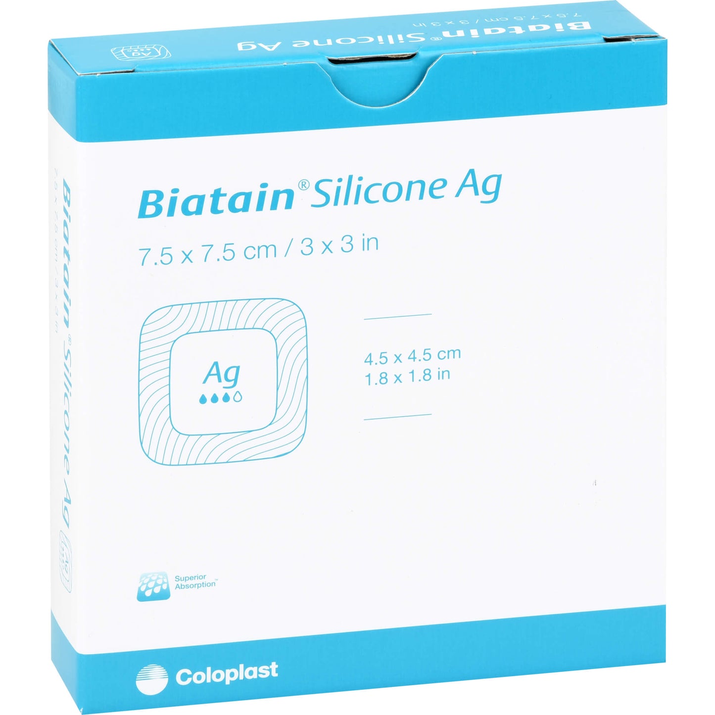 BIATAIN Silicone Ag Schaumverband 7,5x7,5 cm 5 St