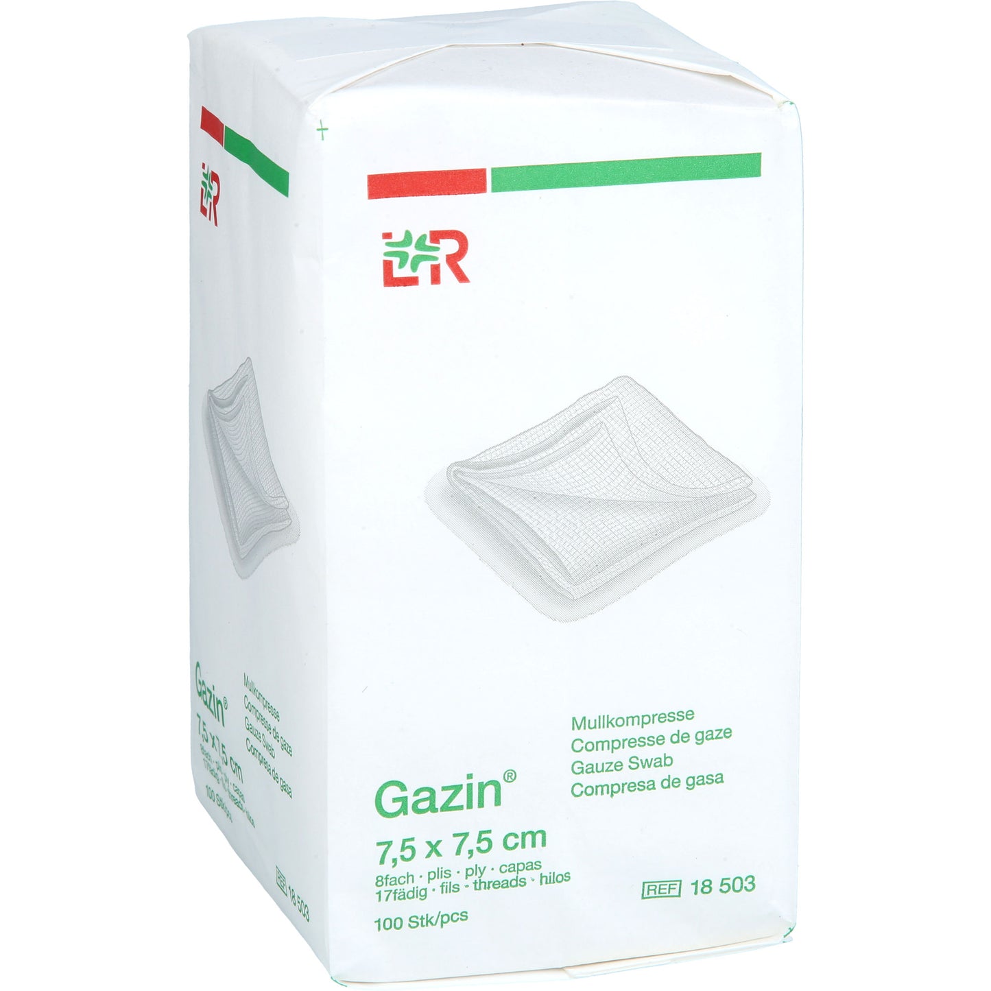 GAZIN Mullkomp.7,5x7,5 cm unsteril 8fach Op 100 St