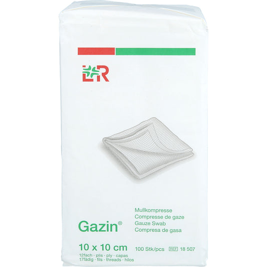 GAZIN Mullkomp.10x10 cm unsteril 12fach Op 100 St
