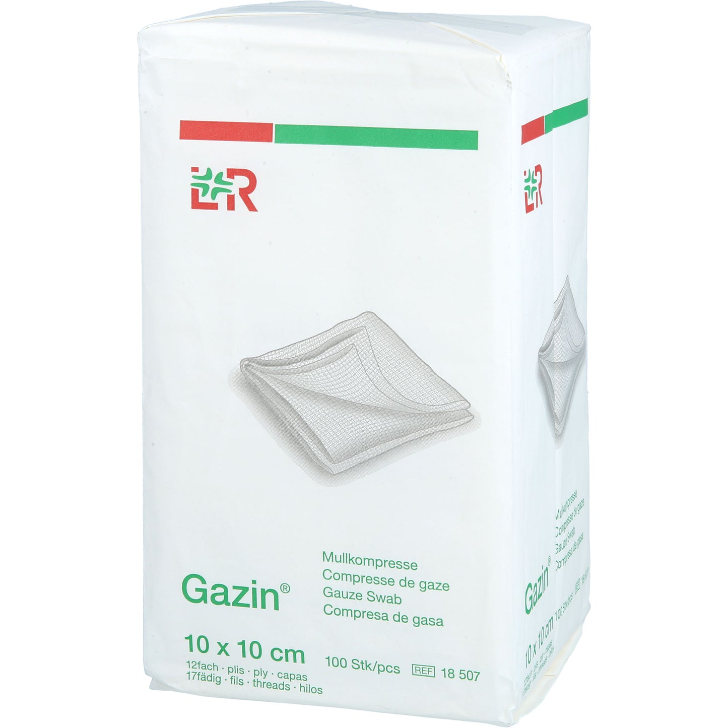 GAZIN Mullkomp.10x10 cm unsteril 12fach Op 100 St