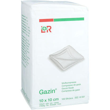 GAZIN Mullkomp.10x10 cm unsteril 12fach Op 100 St