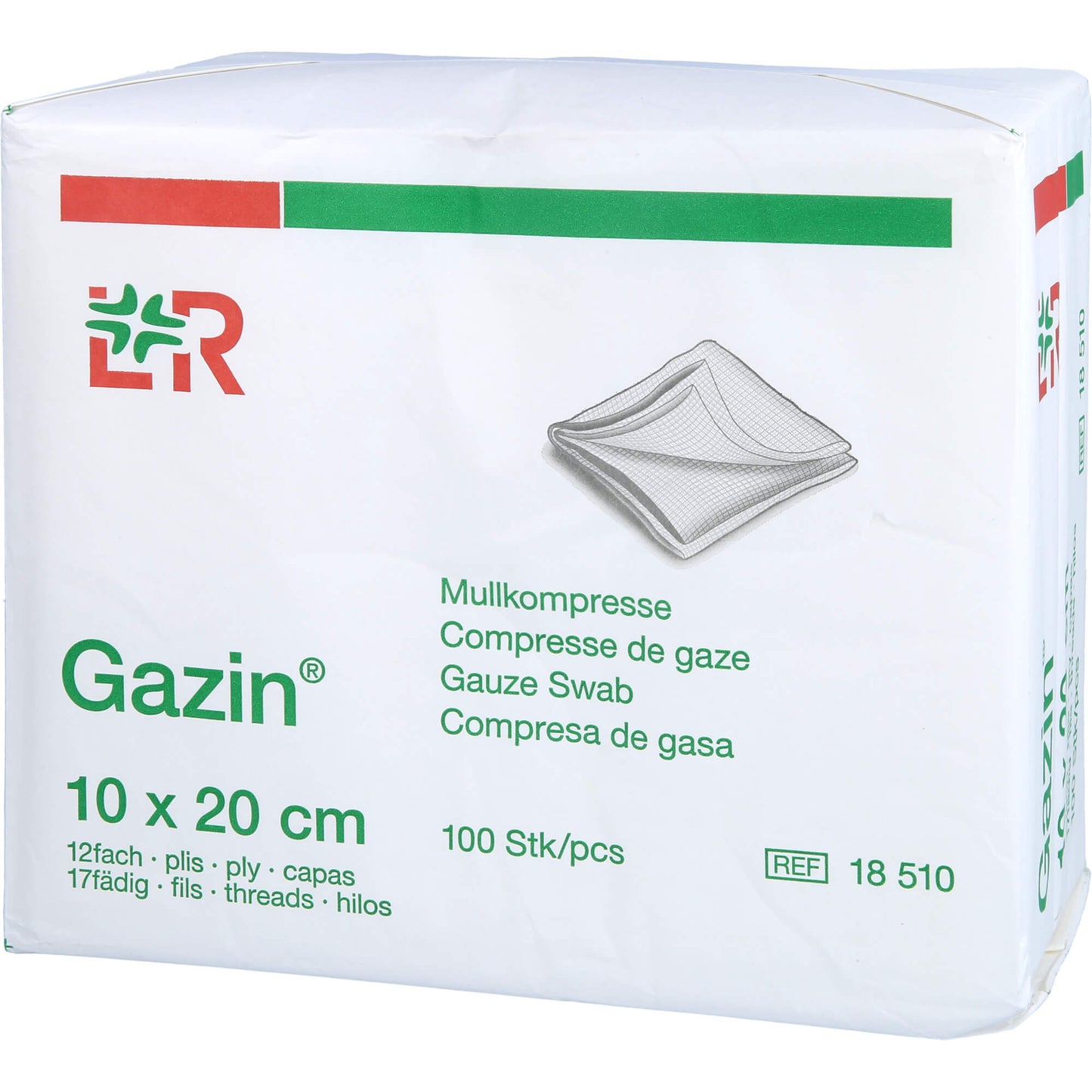 GAZIN Mullkomp.10x20 cm unsteril 12fach Op 100 St