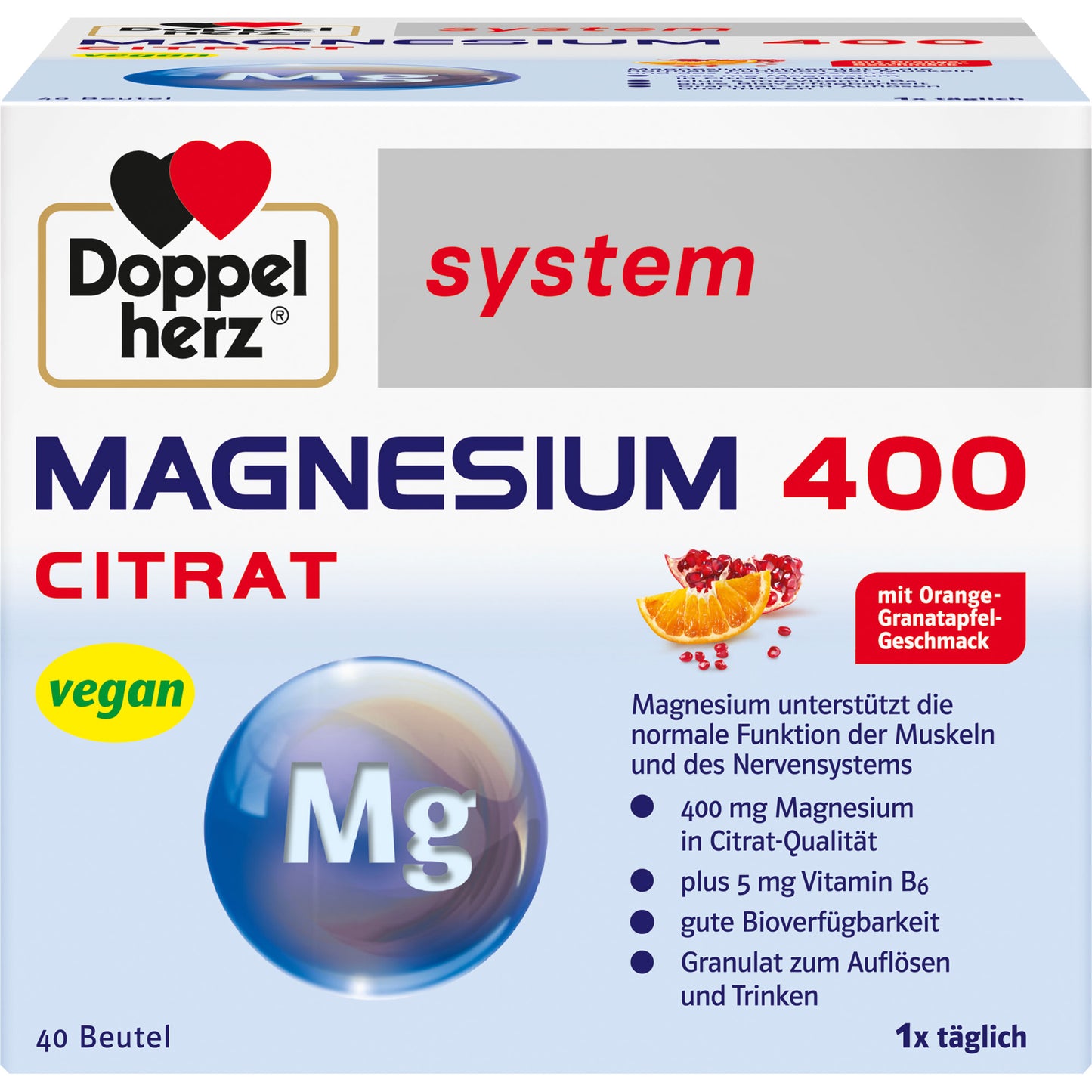 DOPPELHERZ Magnesium 400 Citrat system Granulat 40 St