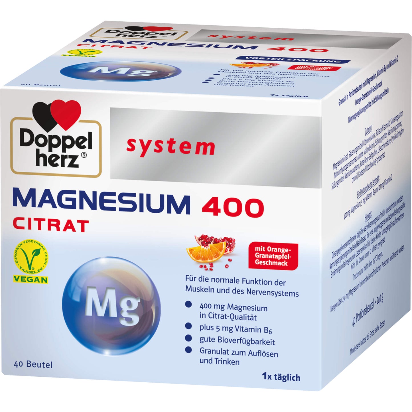 DOPPELHERZ Magnesium 400 Citrat system Granulat 40 St