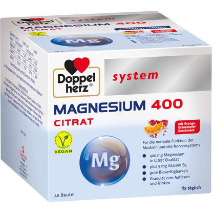 DOPPELHERZ Magnesium 400 Citrat system Granulat 40 St