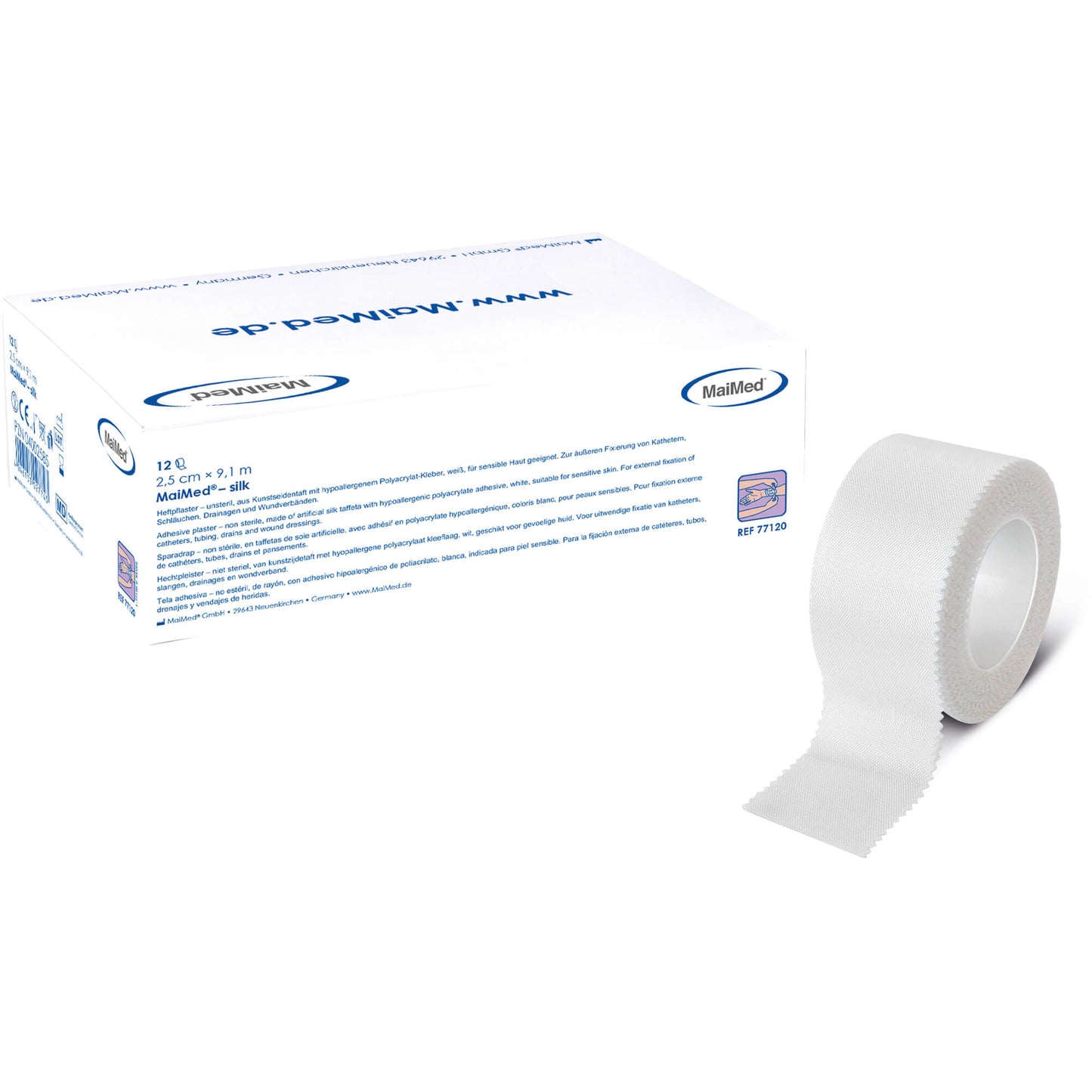 MAIMED Silk Heftpflaster 2,5 cmx9,1 m 12 St