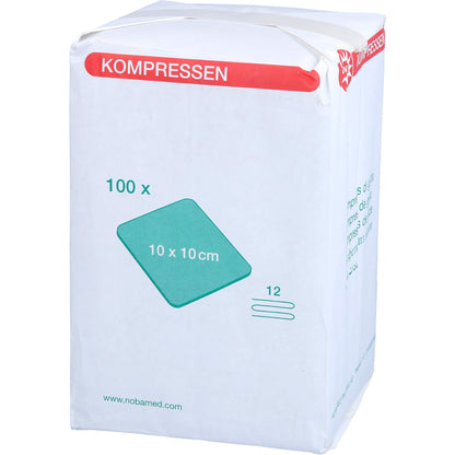 MULLKOMPRESSEN 10x10 cm unsteril 12fach grün 100 St