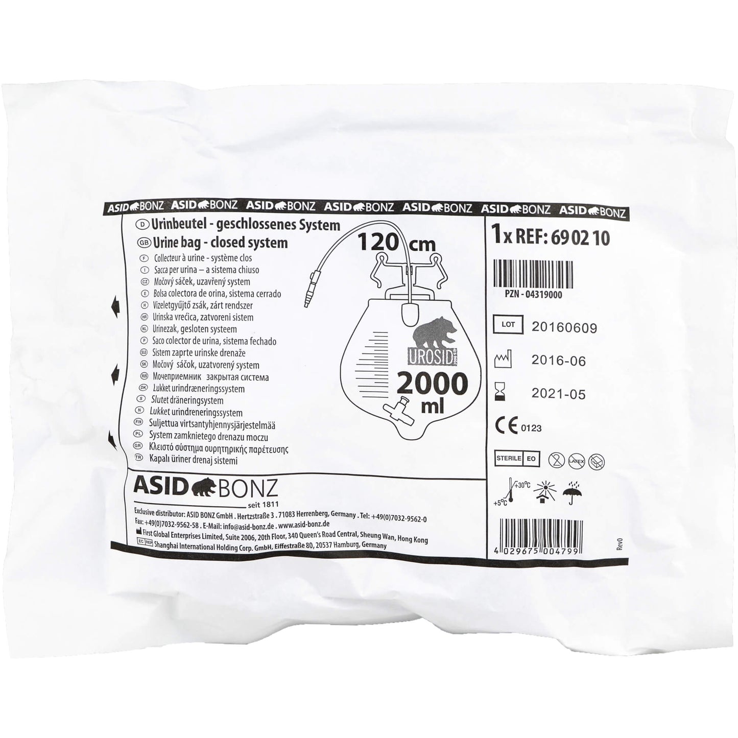 UROSID Urindrainage Syst.m.Tropfk.2 l 120 cm Schl. 1 St