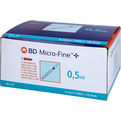 BD MICRO-FINE+ Insulinspr.0,5 ml U100 12,7 mm 100X0.5 ml
